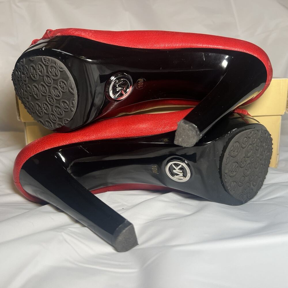 Michael Kors Womens Red Leather Twisted Knot Peep Toe Platform Heels Size 10M - Picture 6 of 11